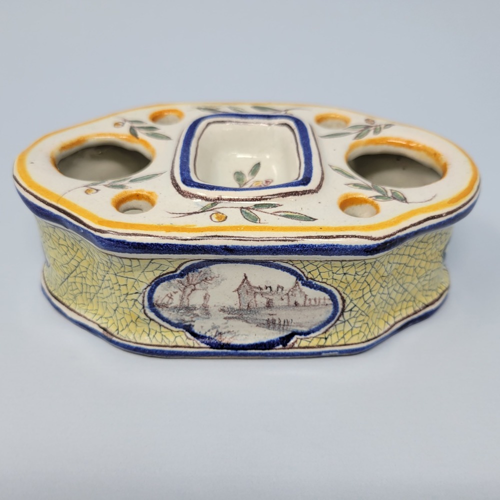 Antique French‎ Malicorne Pouplard-Beatrix PBx Hand Painted Ceramic Inkwell